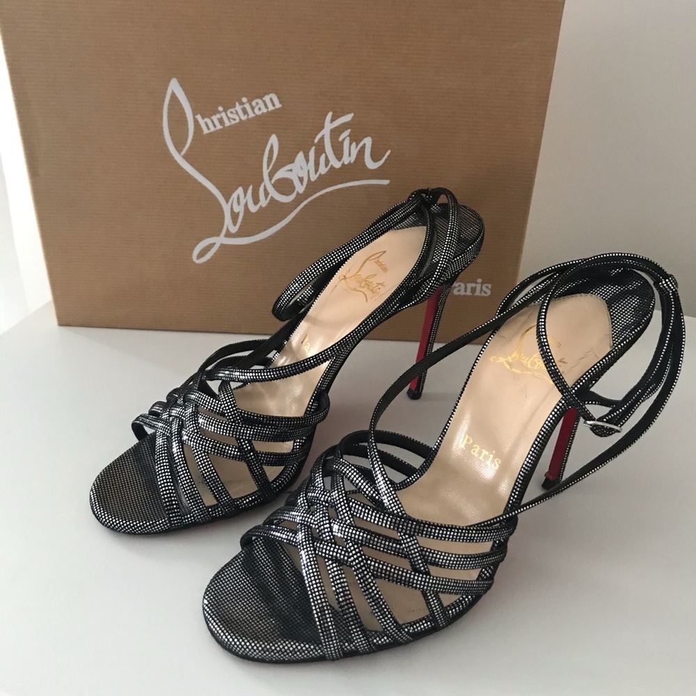 CHRISTIAN LOUBOUTIN Silver Beverly Strappy Sandals